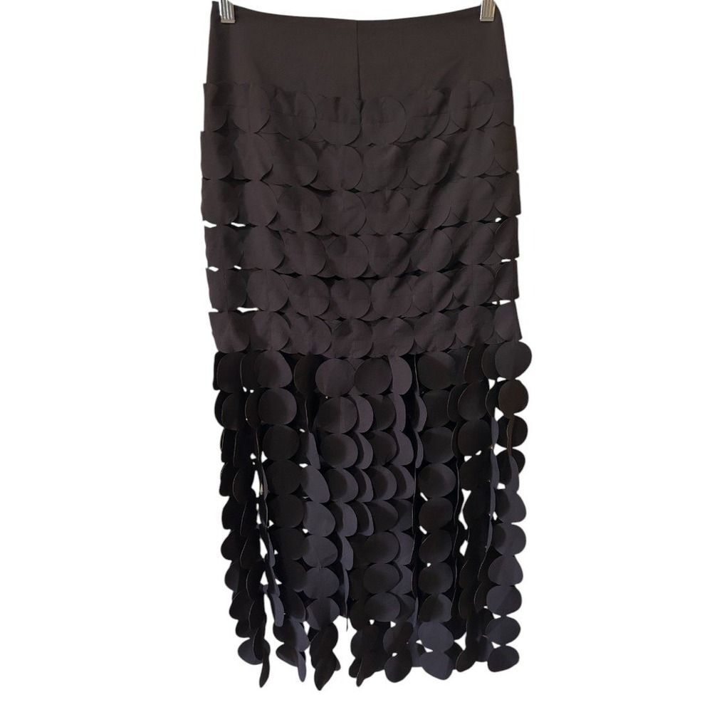 AQUA Bloomingdale's Exclusive‎ Circle Fringe Skirt Party Cocktail Black S